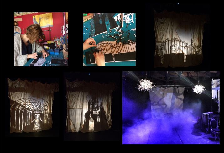 Découpe de décors projetés pour la comédie musicale Frankenstein Junior